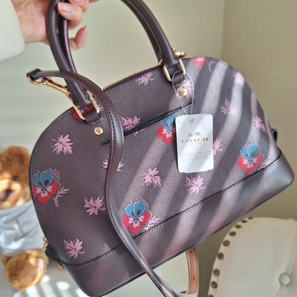 NWT Coach F13752 Crossgrain Wildflower Mini Sierra Satchel -Oxblood - Picture 3 of 5